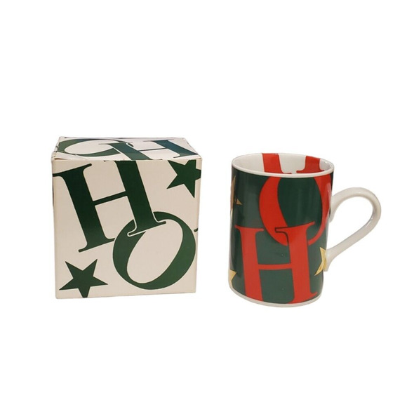 Department 56 Other - Department 56 Ho Ho Cup Mug Christmas Holliday Stars Coffee Red Green Gold NEW